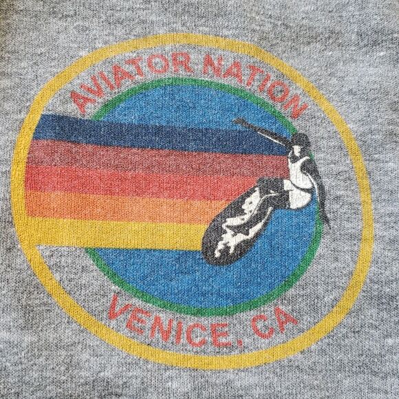 Aviator Nation Gray Rainbow Chic Edgy Feminine Y2K Full-Zip Hoodie Size Small - Picture 3 of 7